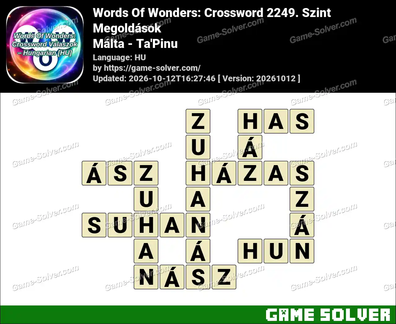 Words Of Wonders: Crossword 2249. Szint Megoldások – Málta – Ta’Pinu